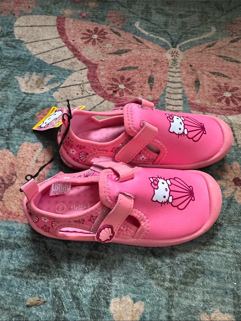 Hello Kitty Bright Pink Kids Water Shoes with Hook-and-Loop Straps